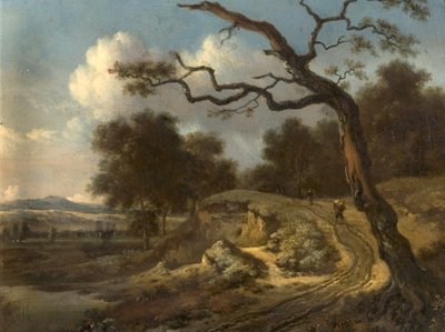 Landschap met boeren en een weg door Jan Wijnants