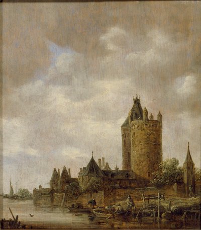 Een Kasteel bij een Rivier door Jan van Goyen