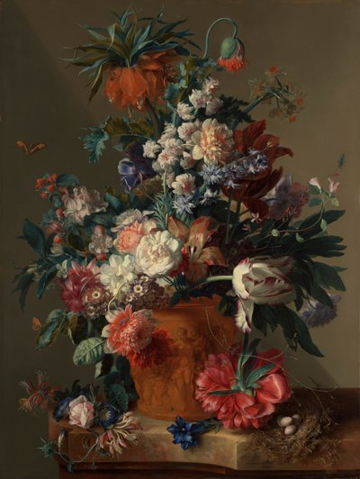 Vaas met bloemen door Jan van Huysum