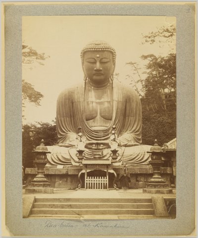 Daibutsu in Kamakura, Japan (zwart-wit foto) door Japanese Photographer