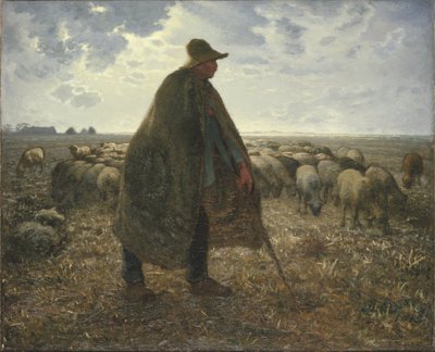 Herder die zijn kudde hoedt door Jean Francois Millet