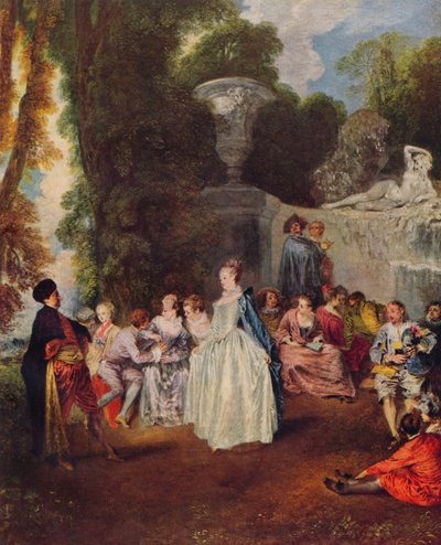 Venetiaanse feesten door Jean Antoine Watteau