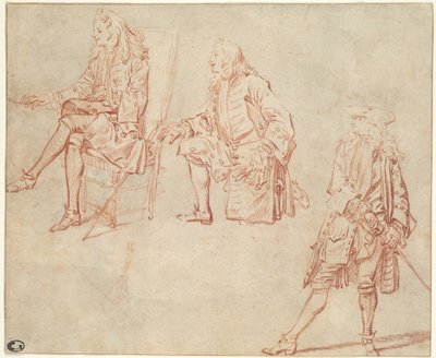 Drie studies van een heer door Jean Antoine Watteau