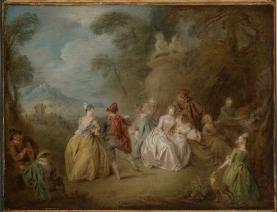 Hofscène in een park door Jean Baptiste Pater