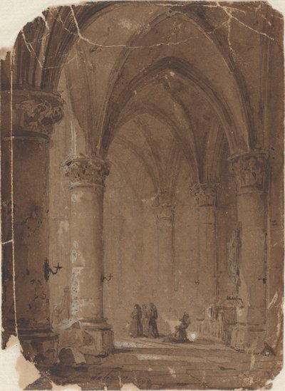 Monniken in een Kathedraal door Jean Baptiste Pierre Le Brun