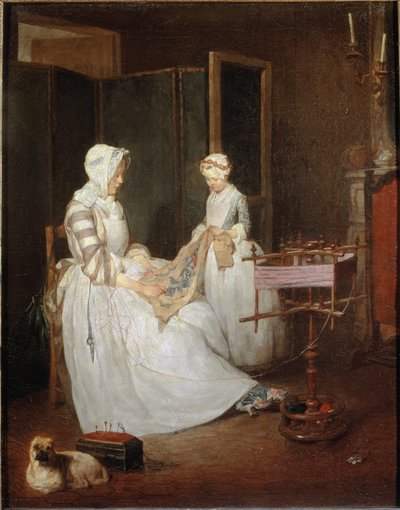 De ijverige moeder, ca. 1740 door Jean Baptiste Simeon Chardin