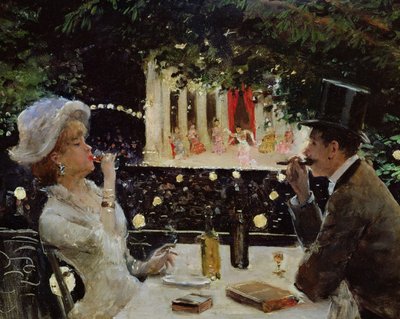 Dîner aux Ambassadeurs, ca. 1880 door Jean Beraud