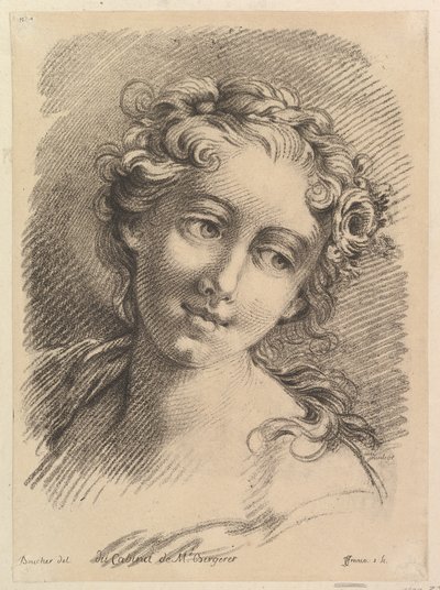 Hoofd van een vrouw, 1748-69 door Jean Charles François