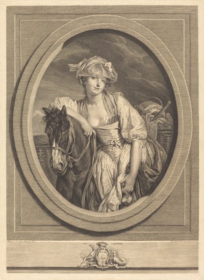 De melkmeid door Jean Charles Levasseur after Jean Baptiste Greuze