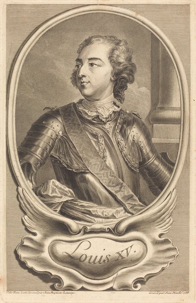 Lodewijk XV door Jean Daullé after Jean Baptiste Lemoyne II