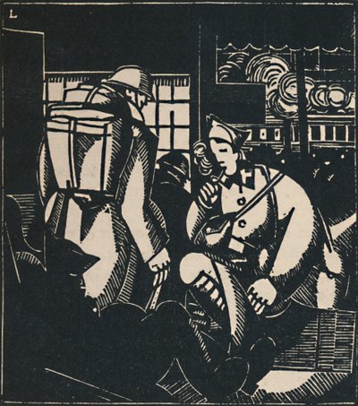 Les Soldats À La Gare, 1919 door Jean Emile Laboureur