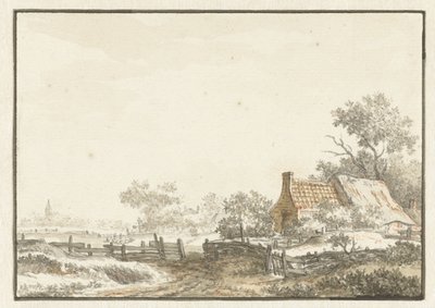 Landschap met boerderij door Jean François Delcourt