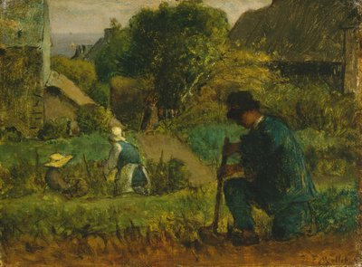 Tafereel in de tuin, 1854 door Jean Francois Millet