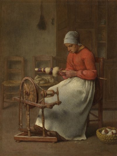 Vrouw aan het spinnen door Jean Francois Millet