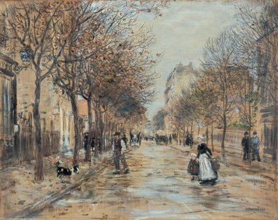 Straat in Asnières door Jean Francois Raffaelli