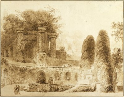 Romeins park met fontein, 1774 door Jean Honore Fragonard