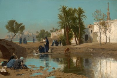 Fellahin bij het waterhalen door Jean Leon Gerome