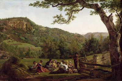 Hooimaaiers picknicken in een veld door Jean Louis De Marne