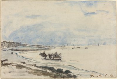 Kar op het Strand bij Etretat door Johan Barthold Jongkind