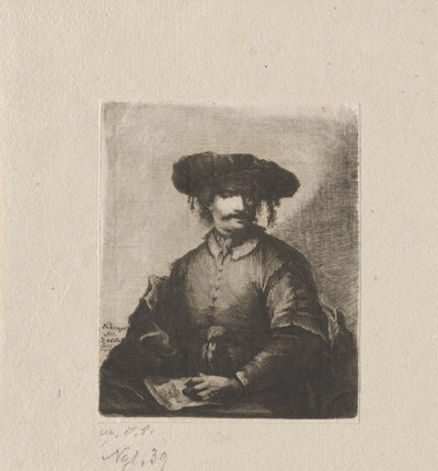 Zelfportret door Johann Andreas Benjamin Nothnagel, in the manner of Rembrandt van Rijn