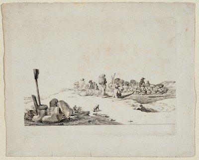 Landschap met boeren door Johann Christian Brand