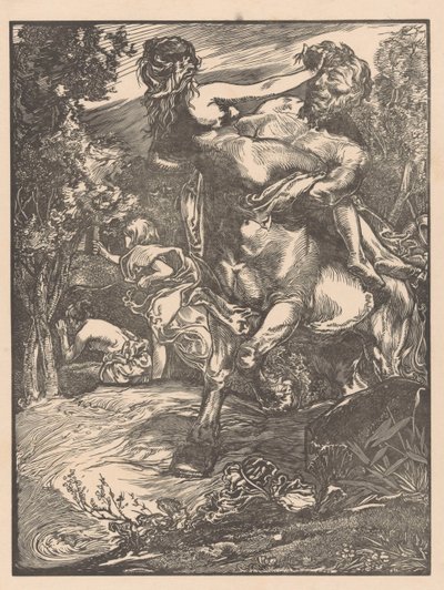 Centaur die een vrouw ontvoert door Johannes Josephus Aarts