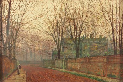 Novemberochtend, Knostrop Hall, Leeds door John Atkinson Grimshaw