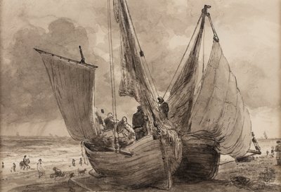 Lugger en Hog boot, Brighton door John Constable