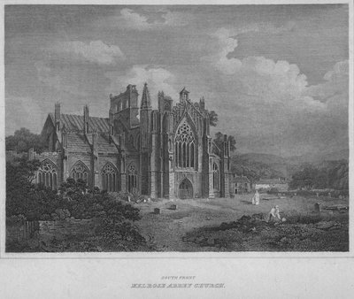 Zuidfront - Melrose Abbey Church, 1814 door John Greig