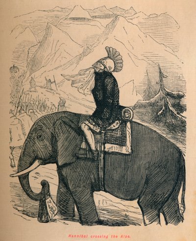 Hannibal steekt de Alpen over, 1852 door John Leech