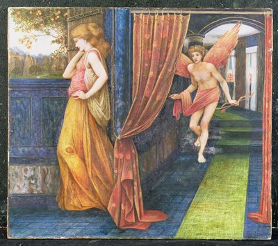 Cupido en Psyche door John Roddam Spencer Stanhope