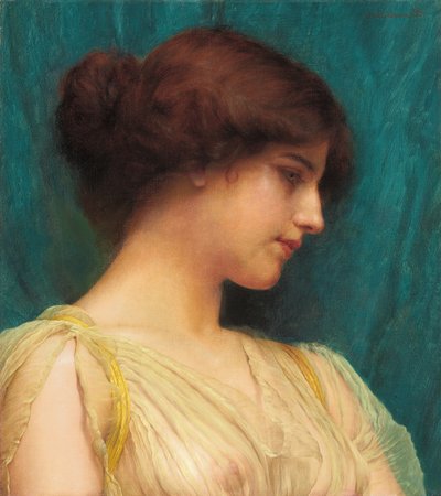 Studie van een meisjeshoofd door John William Godward