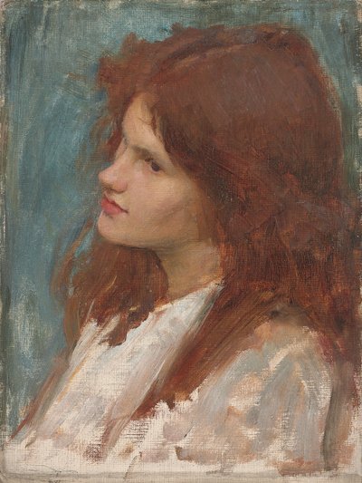 Hoofd van een meisje, c. 1892-1900 door John William Waterhouse