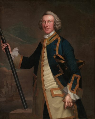 Portret van een marineofficier, 1749-58 door John Wollaston