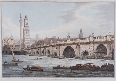 Oude London Bridge, Londen, 1790 door Joseph Constantine Stadler