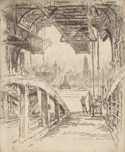 Het Veerhuis, 1919 door Joseph Pennell