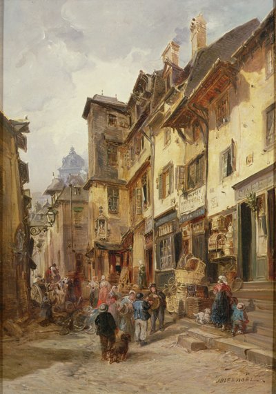 Straatscène, Noord-Frankrijk door Jules Achille Noel