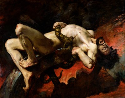 Ixion in de Hades geworpen, 1876 door Jules Elie Delaunay