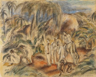 Figuren in tropisch landschap door Jules Pascin