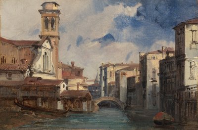 De kerk van San Trovaso, Venetië door Jules Romain Joyant