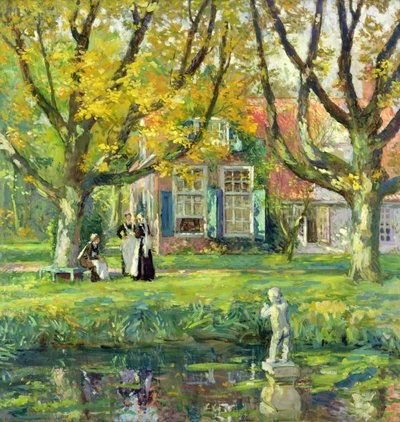 Mijn tuin (olieverf op doek) door Julius Gari Melchers