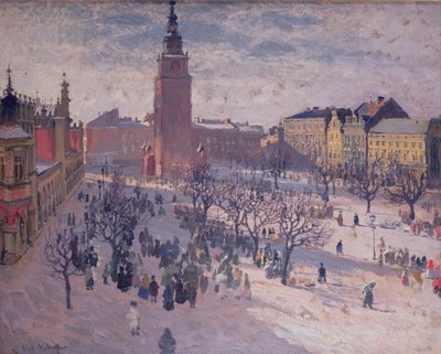 Hoofdmarktplein in Krakau door Józef Mehoffer