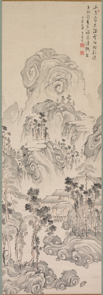 Landschap, 1767 door Kan Tenju