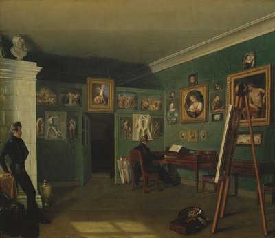 Het atelier van de schilder, 1830 door Kapiton Selentsov