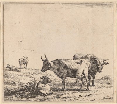 Koe, stier en kalf door Karel Dujardin