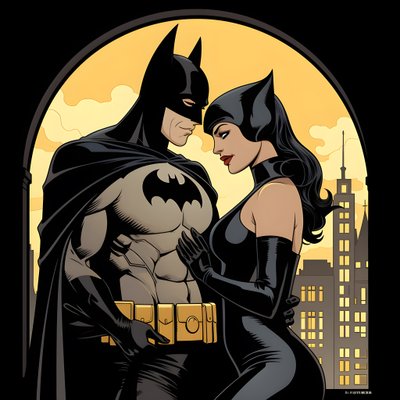 Batman en Catwoman door Kurt Heppke