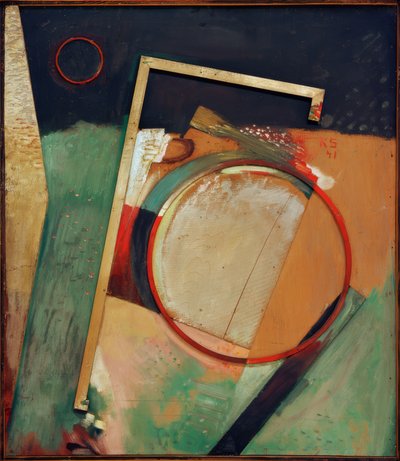 Zonder titel (Beeld met ring en lijst) door Kurt Schwitters