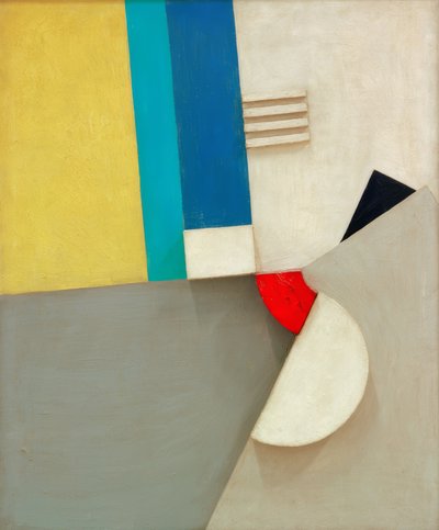 Reliëf met rood segment door Kurt Schwitters