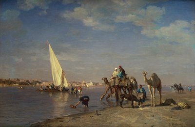 Scène bij de Nijl door Leon Auguste Adolphe Belly