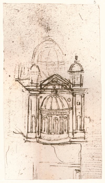 Tekening van kerkelijke architectuur, ca. 1472-ca. 1519, 1883 door Leonardo da Vinci